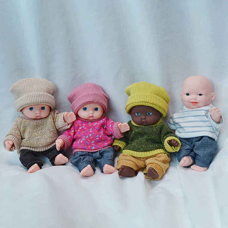 12cm Reborn Dolls Baby Reborn Silicone Reborn Baby Doll Palm Dolls Pajamas Dress Simulation Baby Reborn Baby Doll Toys