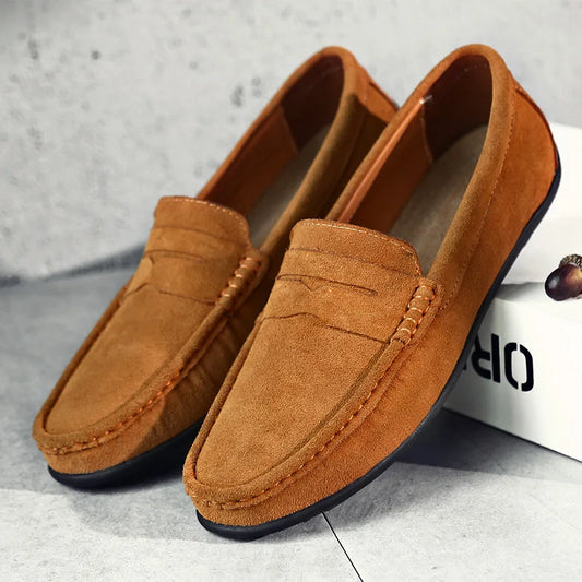Suede Men's Loafers Moccasins Shoes For Men Plus Size 38-47 Slip On Casual Footwear 10 Colors