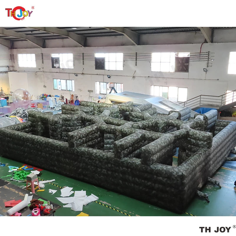 10x8m Large Outdoor Inflatable Laser Tag Maze Game Square Obstacle Course Commercial Labyrinth For Kids And Adults