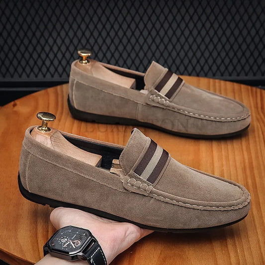 Slip on Loafers Men's Casual Shoes Cow Suede Luxury Flats Fashion Mens Moccasins Leather Zapatos Hombre Driving Shoes for Men