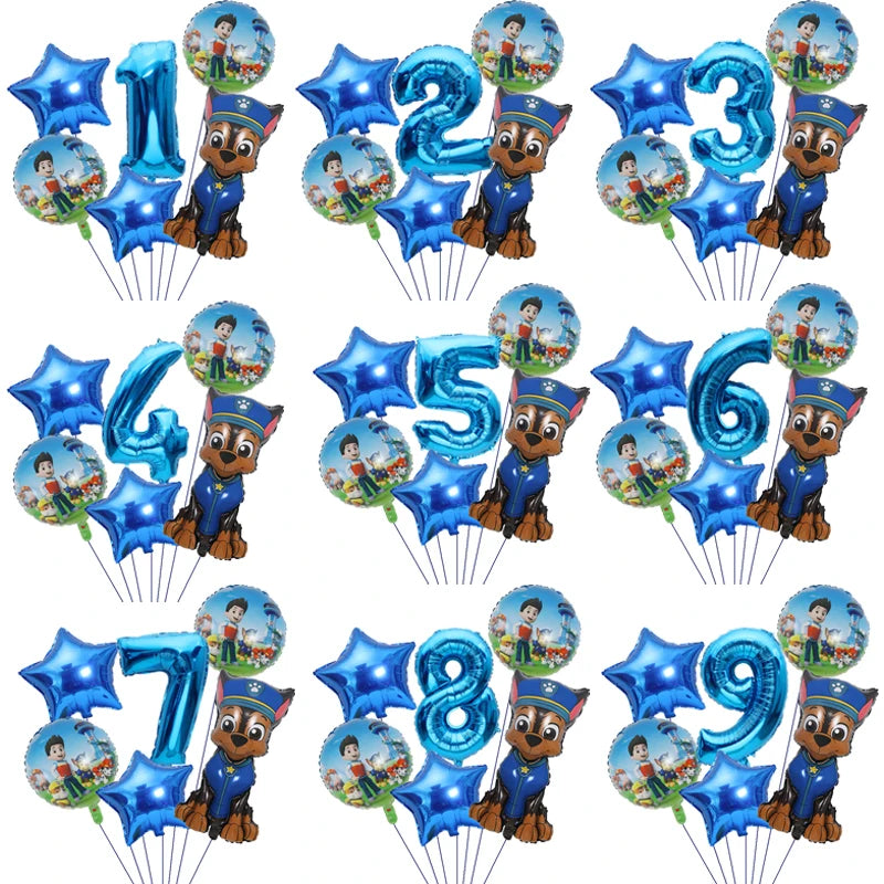 1Set Cartoon Paw Patrol Ryder Birthday Decoration Aluminum Film Balloon Set Dog Chase Skye Marshall Party Supplies Children Toys