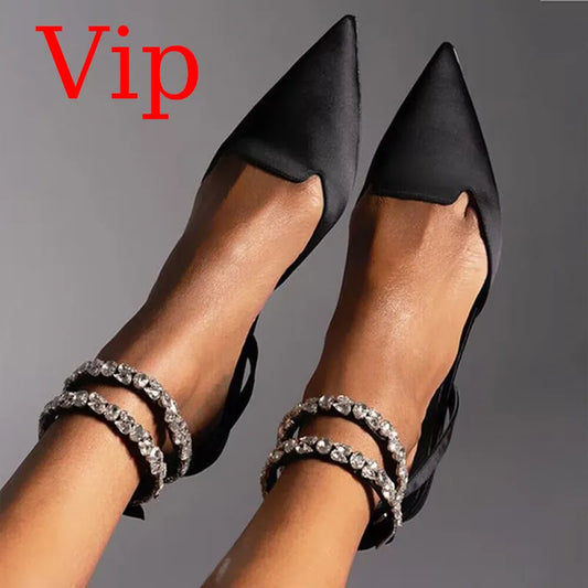 Vip Link 2023 Summer Shoes Sandals Women Fashion Solid Pointed Toe Flat Women's Sandals Sexy Party Wedding Luxury Ladies Sandals