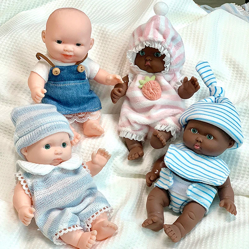 12cm Reborn Dolls Baby Reborn Silicone Reborn Baby Doll Palm Dolls Pajamas Dress Simulation Baby Reborn Baby Doll Toys