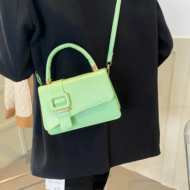 1Pcs PU Leather Women's Handbags Luxury Designer Female Shoulder Bag 2023 New Fashion Candy Color Small Square Bag Messenger Bag