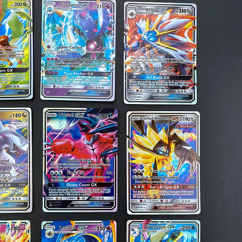 10pcs Pokemon Cards Sun & Moon GX Team Up Unbroken Bond Unified Minds Evolutions Booster Box Collectible Trading Cards Game Toy